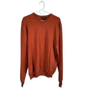 Brooks Brothers Crewneck Merino Wool Blend Sweater Stretch Orange Colorful Large
